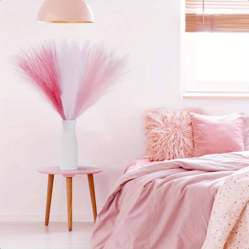 30pcs Pink & White Faux Pampas Grass