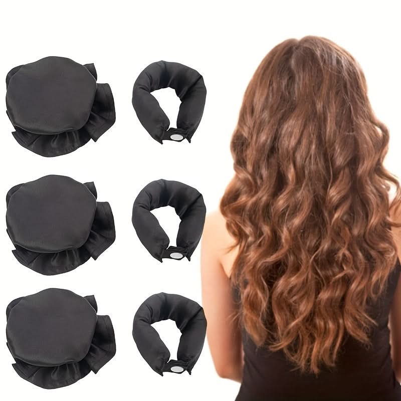 Satin Heatless Hair Curlers Set - Soft Curling Rods & Headband