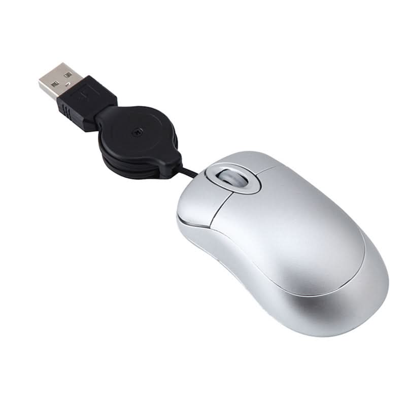 Compact USB Wired Optical Mouse – Retractable Cable