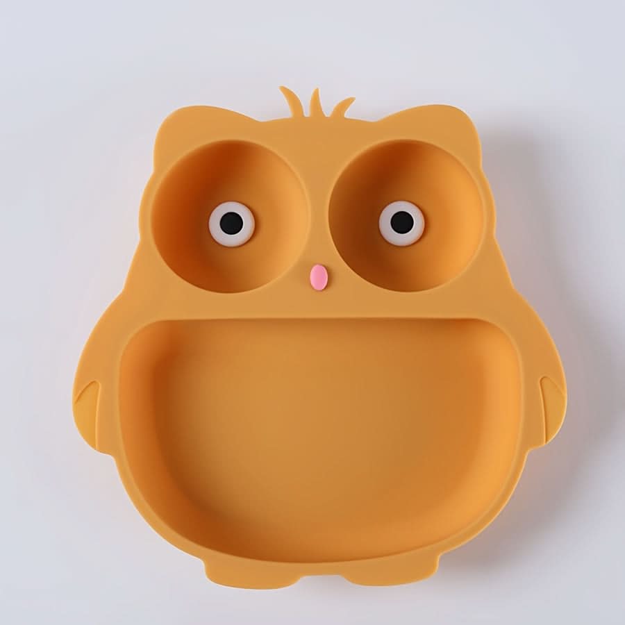 Silicone Owl-Shaped Baby Feeding Plate with Suction Cup