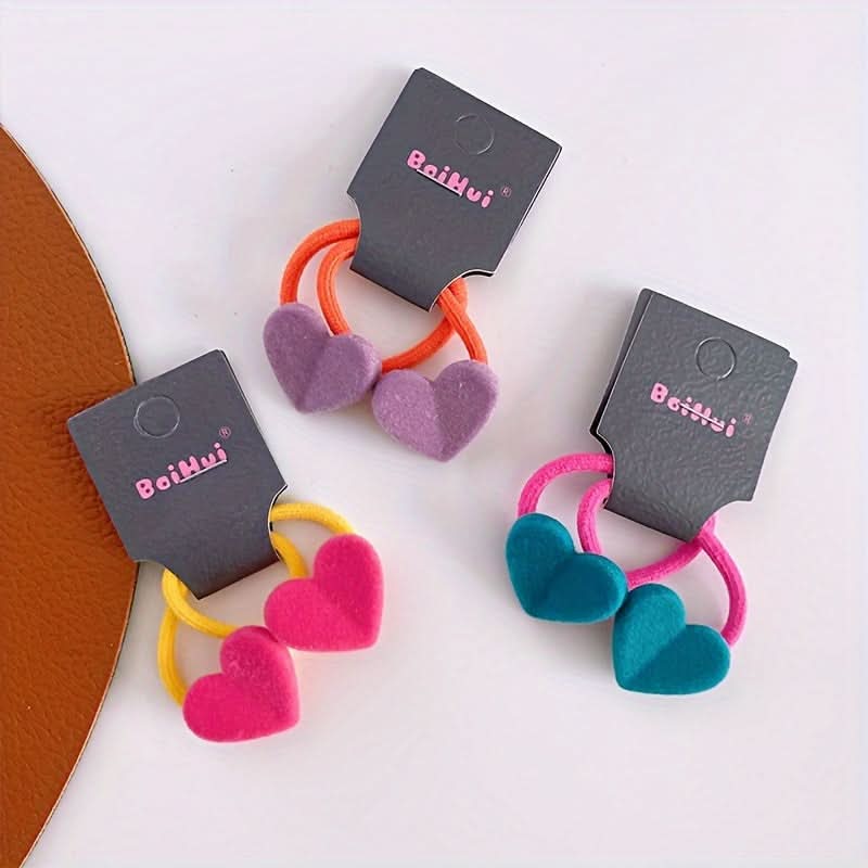 10PCS Heart Velvet Hair Ties for Girls