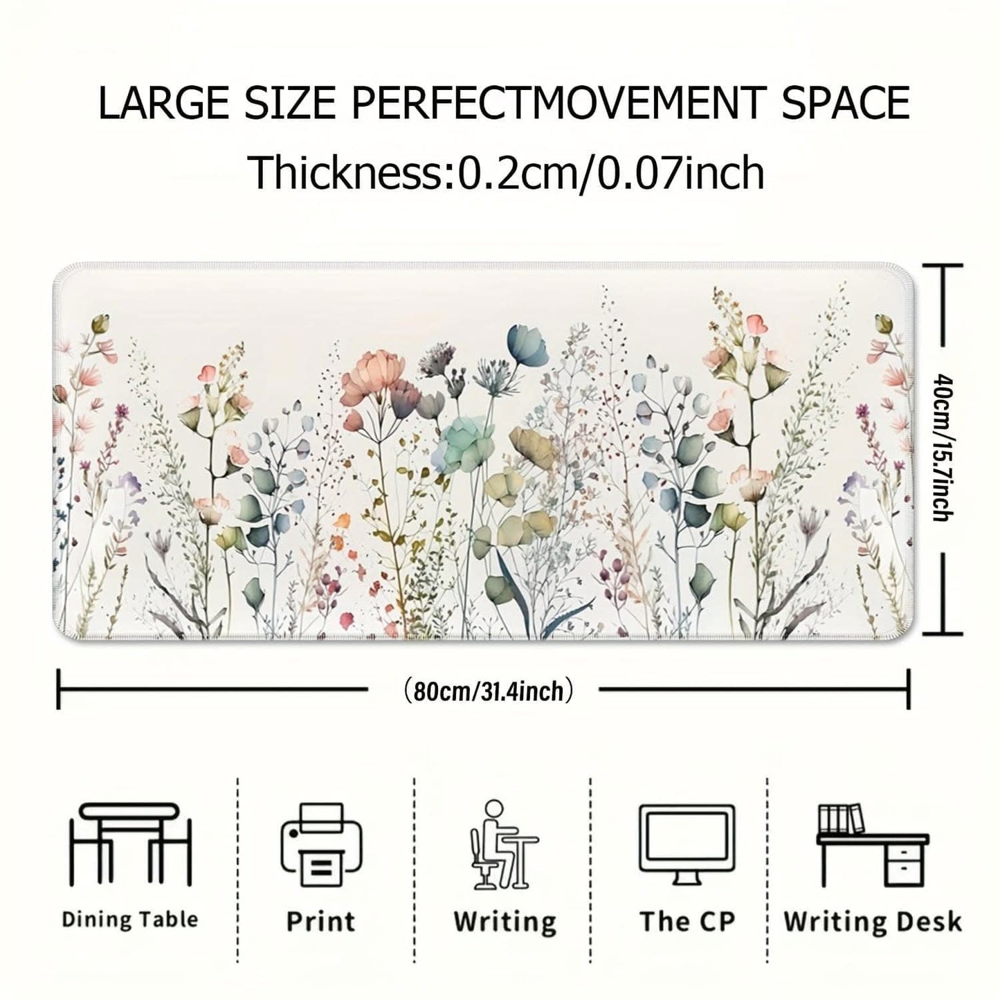 Floral Large Mouse Pad - Extended Desk Mat