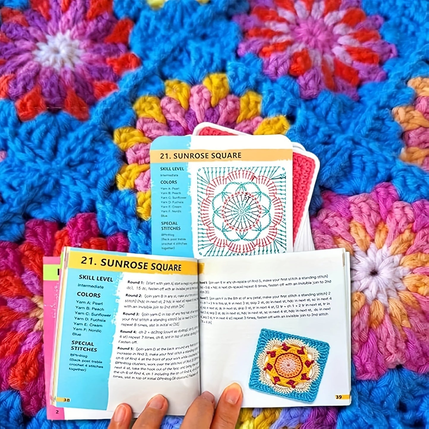Granny Square Crochet Card Deck – 50 DIY Yarn Template Patterns for Beginners