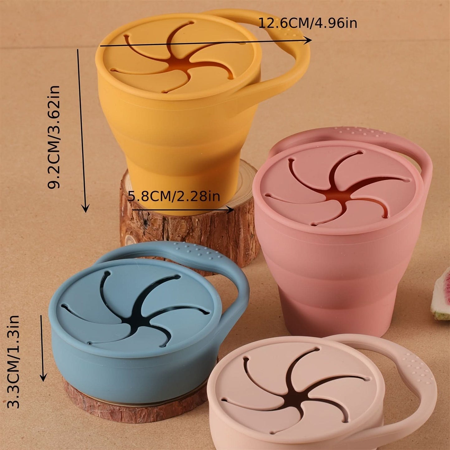 2-Pack Foldable Snack Cup, BPA-Free Silicone Portable Snack Storage Bowl