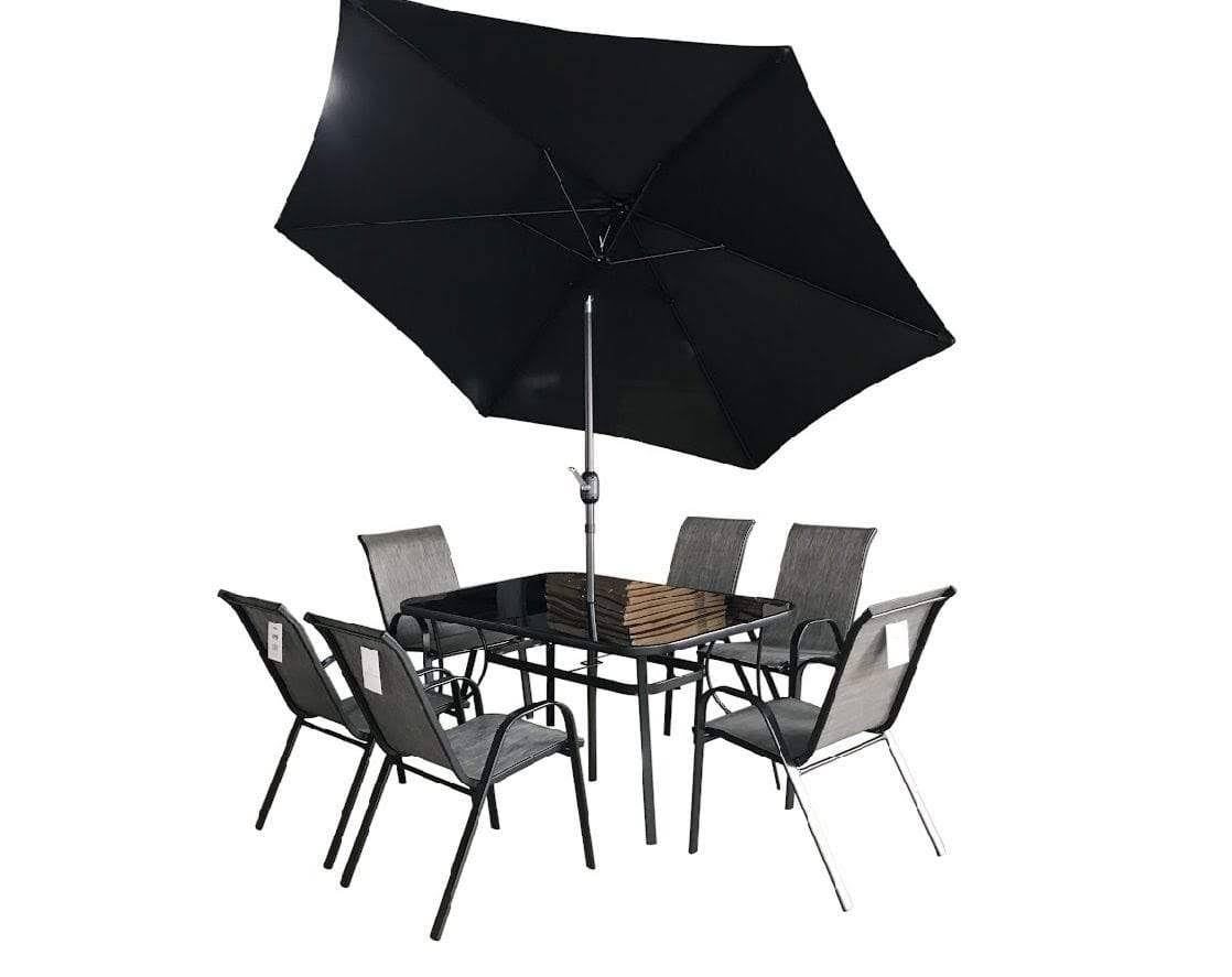 Campro 6 Person Patio Set Black Premium