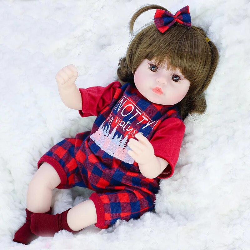 Reborn 16.5inch Life Like Baby Real Girl Doll Silicone Vinyl Handmade Red Dress