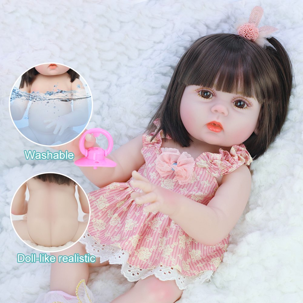 Realistic Doll 15inch Handmade Soft Body Toy Weighted Baby Girl with Pacifier