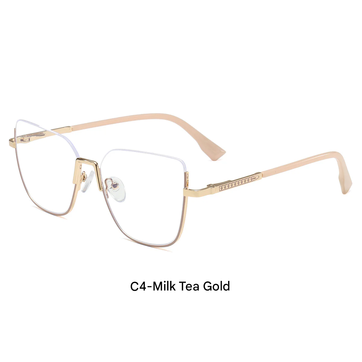 Rectangular Blue Light Glasses for Women – Thin Metal Half-Frame Myopia Eyewear