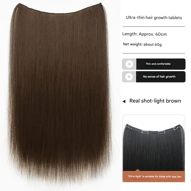 Natural Straight Hair Extensions – Seamless Volumizing Wig in Black & Brown Shades - 50cm long