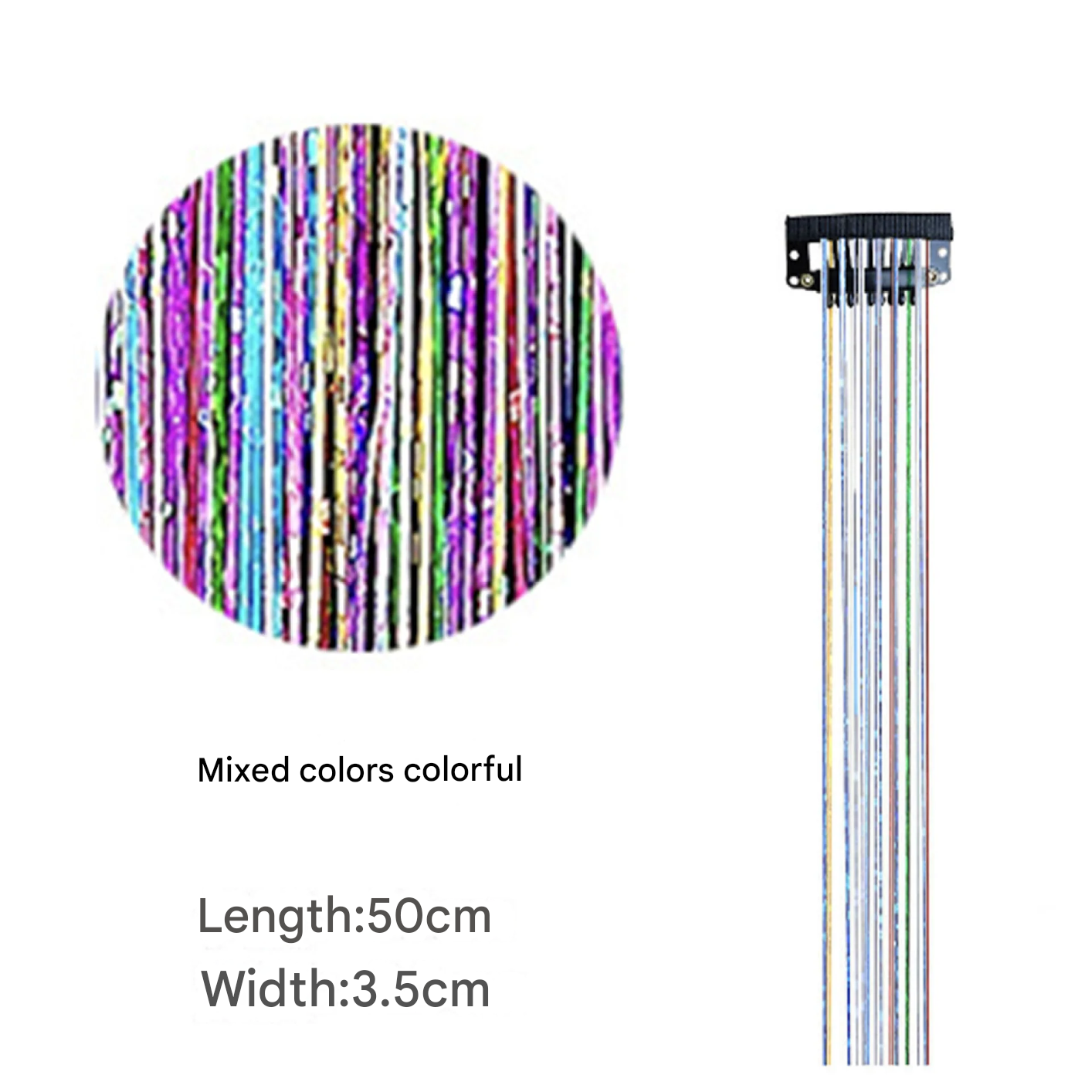 Classic Tinsel Hair Extensions – Long Sparkly PET Strands, 50cm Glitter Highlights (Set of 2)