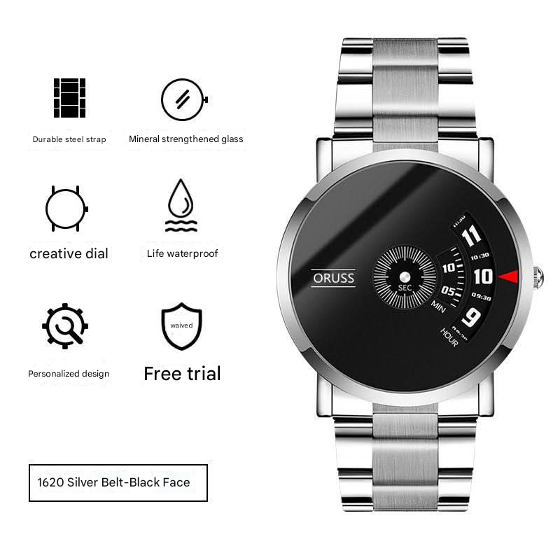 Men's Unique Dial Stainless Steel Watch