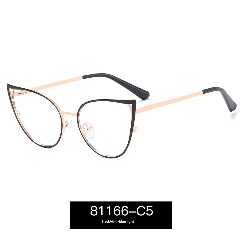 Women’s Cat Eye Blue Light Glasses – Metal Fashion Frame for Myopia or Daily Wear