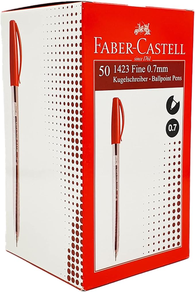 Faber Castell Ball Pen Red Colour 1 Box 50 Pcs