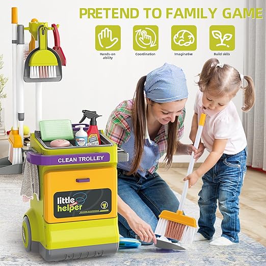 Little Helper Cleaning Cart Set Green color