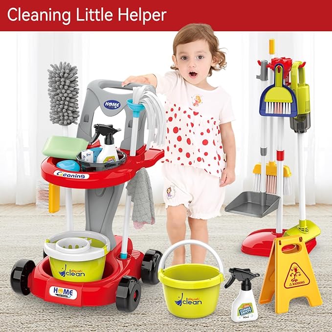 Little Helper Cleaning Cart set Red Color