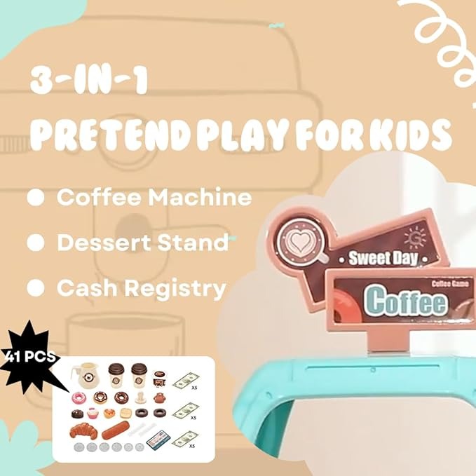 Pretend Role Play Toy Coffee Shop for Girls