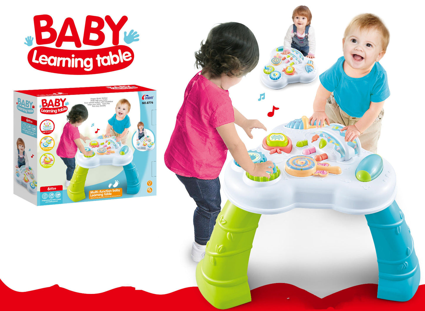Multi Function Baby Learning Table Green Blue