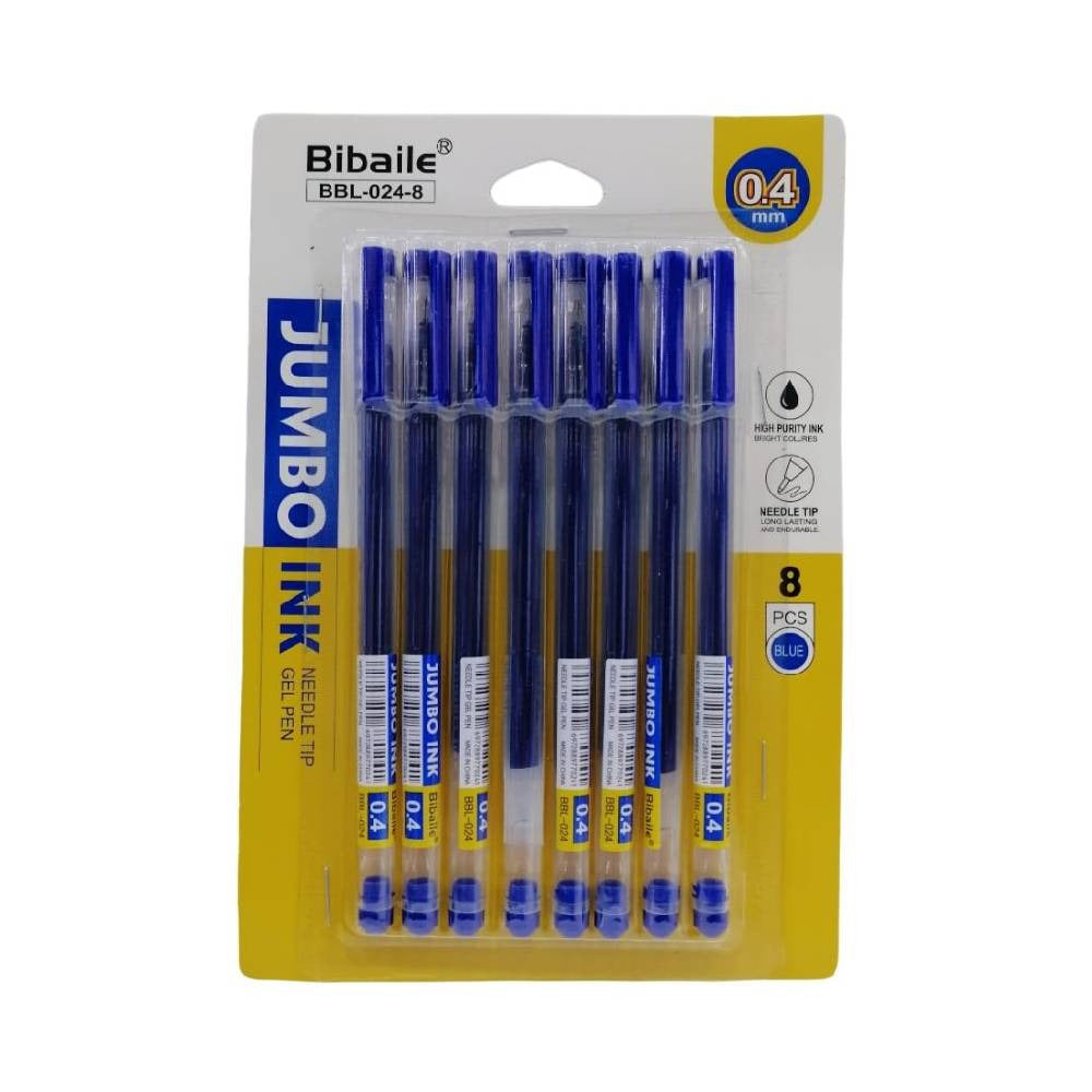 Bibaile Needle Pin Jumbo Ink Gel Pen 8Pcs