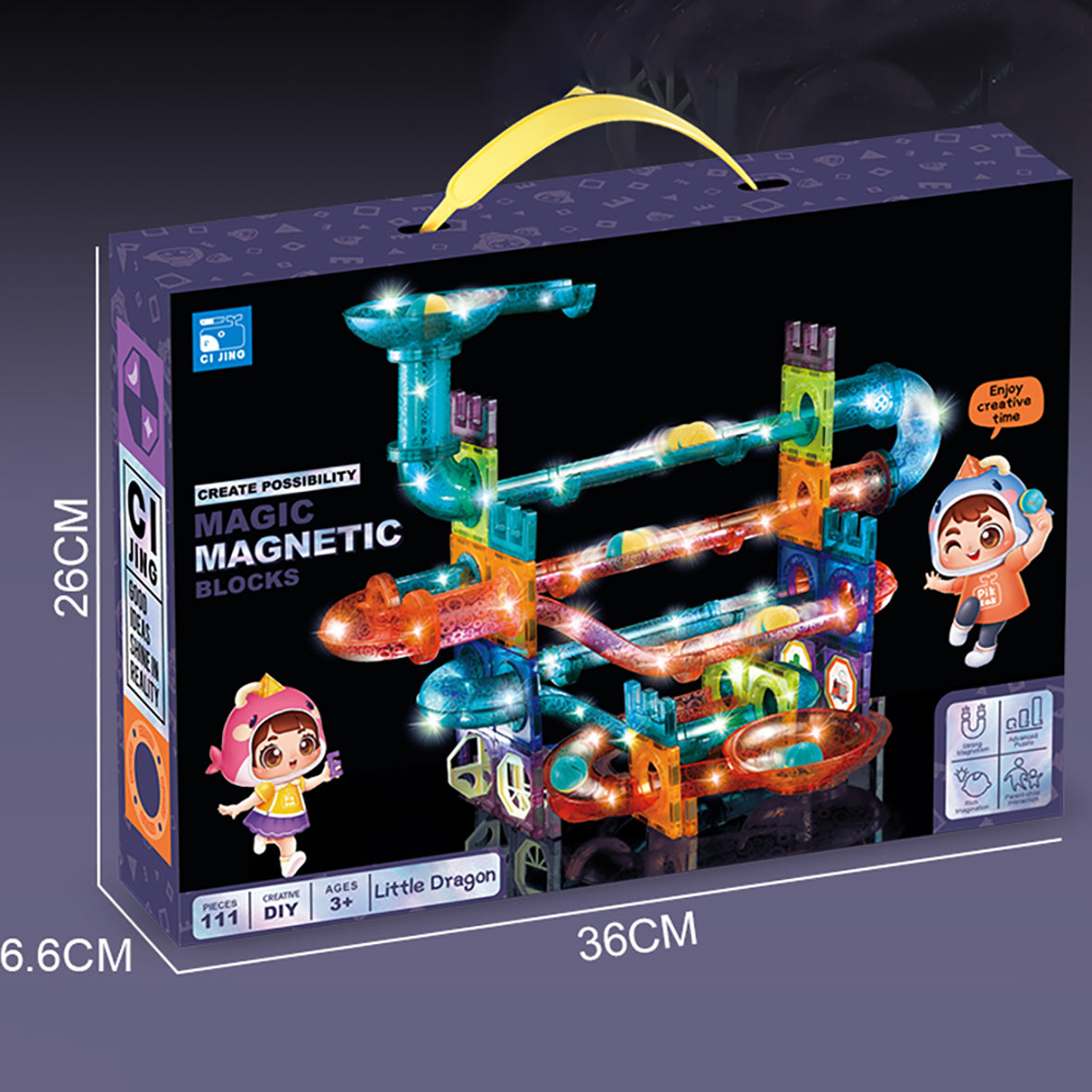 Magnetic Building Blocks With Lighting 111pcs