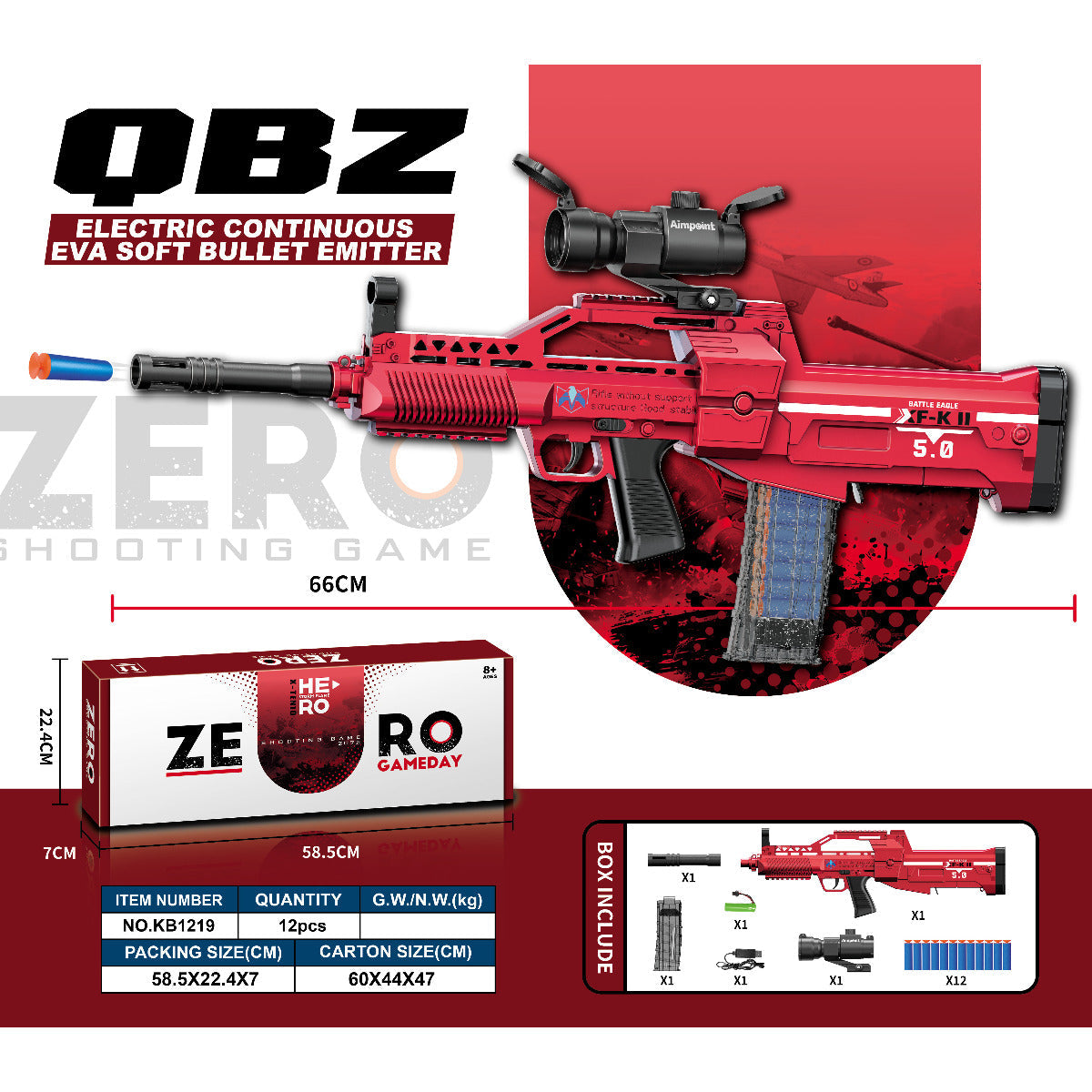 QBZ Electric Continuous Eva Doft Bullet Emitter Maroon