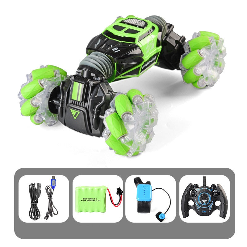 Skid Trax 4WD Remote Control Mecanum Wheels Stunt Car Green