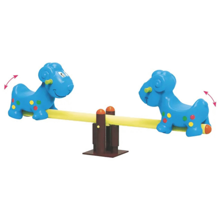 Kids Amusement Park Twin Pups Seesaw Rocker Blue/Yellow