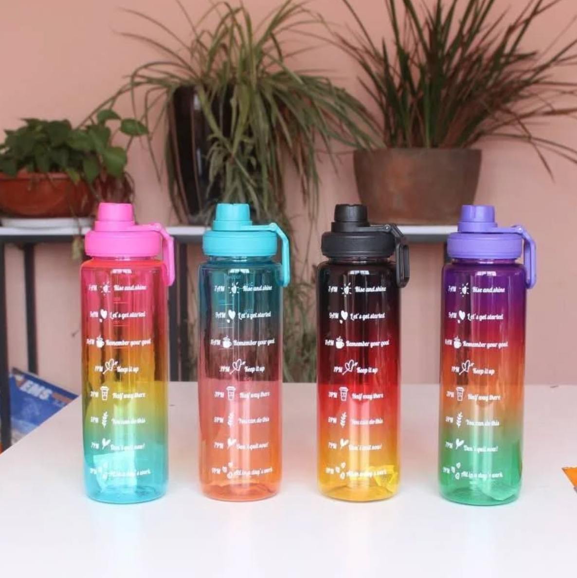 Transparent Gradient Color Waterbottle Pvc 1000ml Assorted Assorted