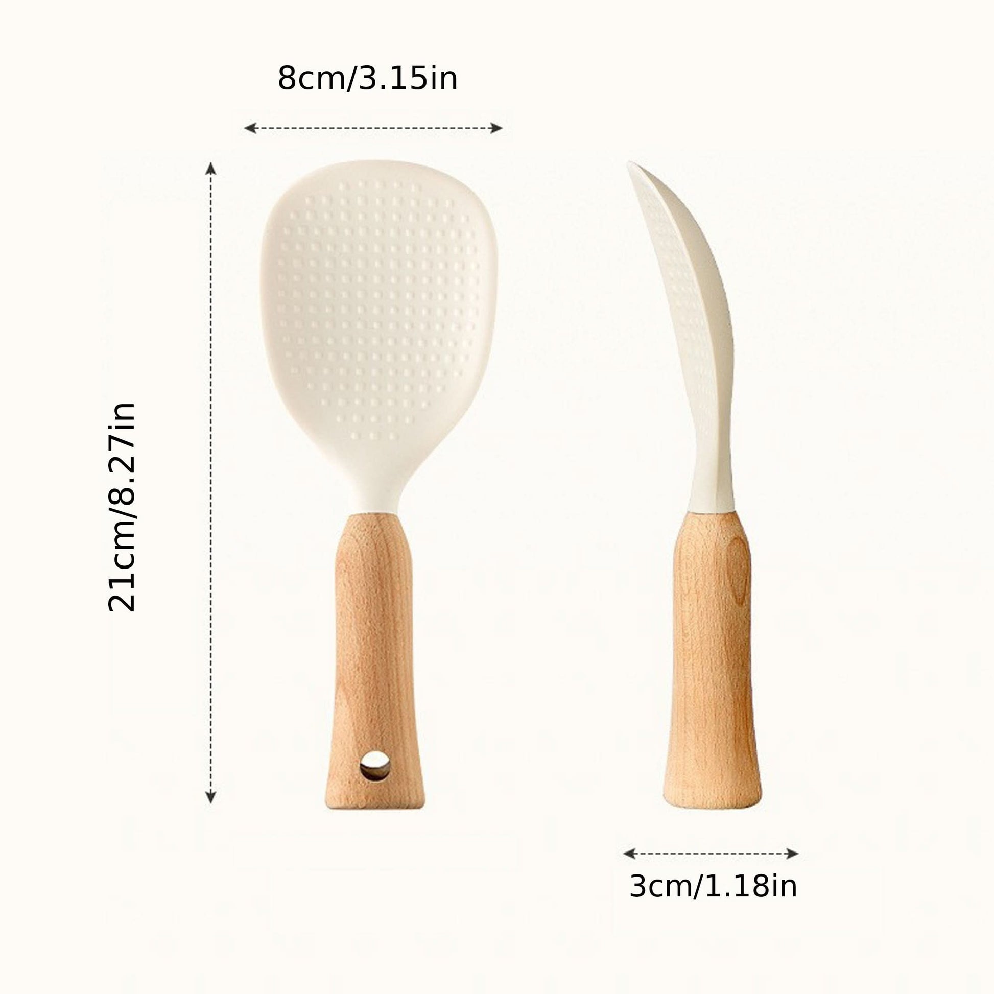 Premium Silicone Rice Spoon with Wooden Handle – Non-Stick & Heat-Resistant