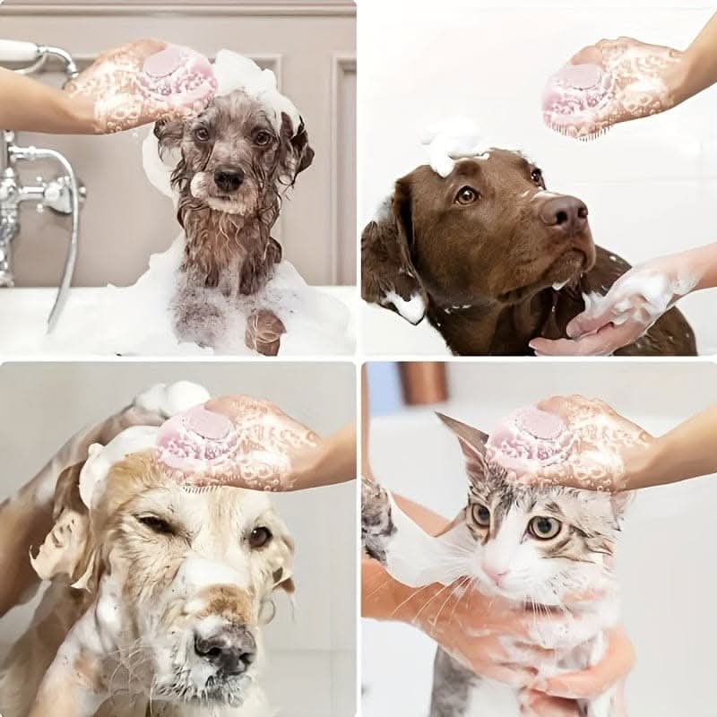 Silicone Pet Shampoo Brush with Storage