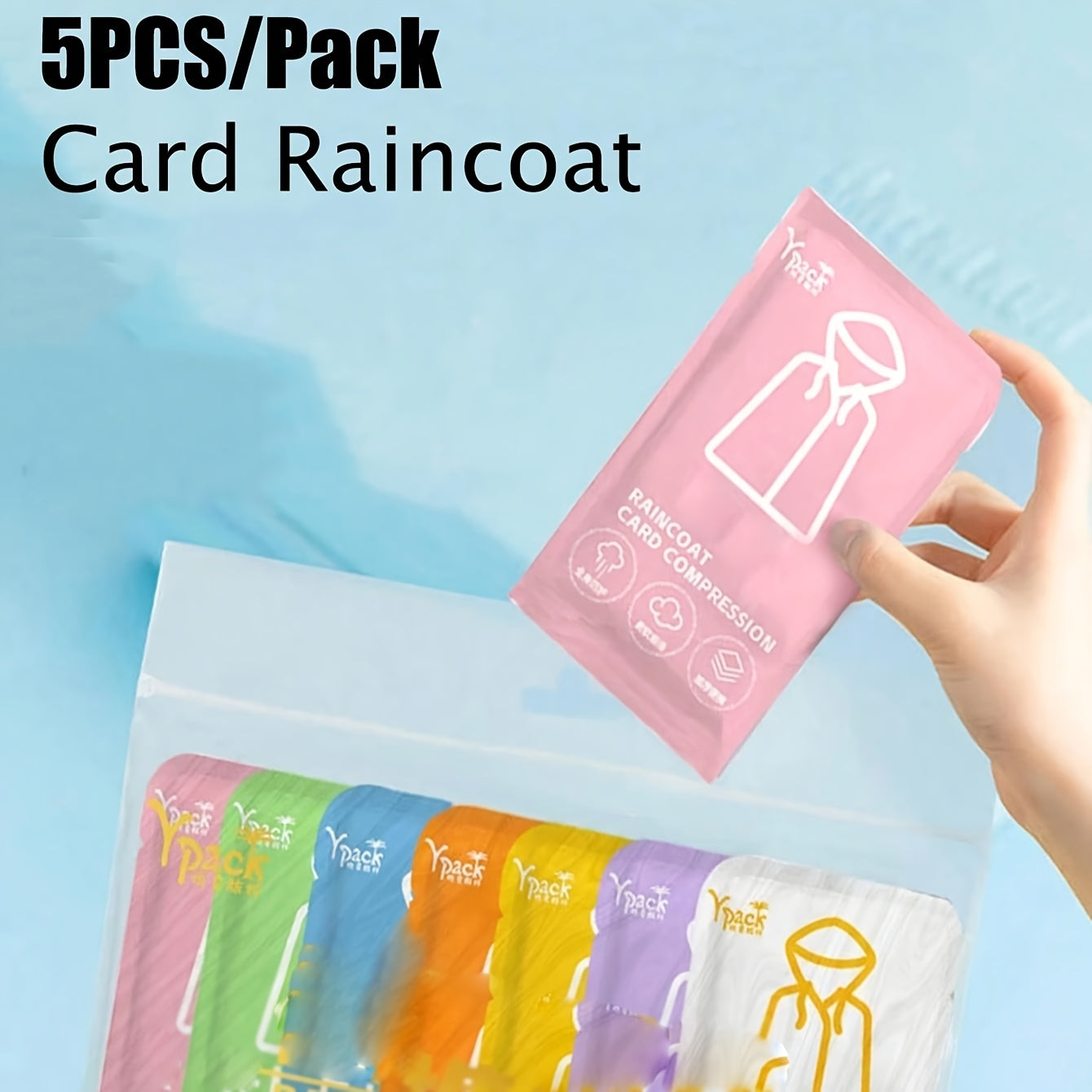 5-Pack Disposable Waterproof Raincoats – Portable Travel Rainwear