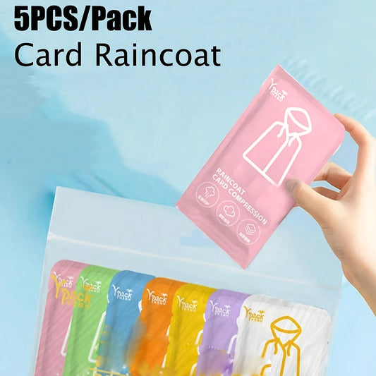 5-Pack Disposable Waterproof Raincoats – Portable Travel Rainwear