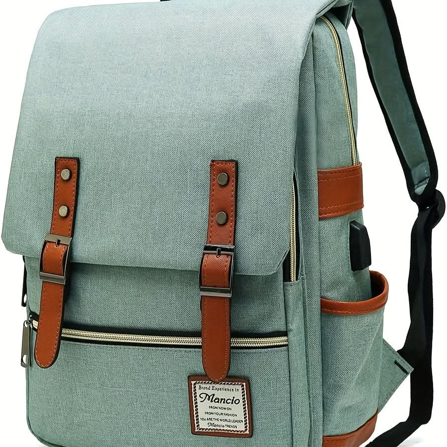 Waterproof Vintage-Style 15.6-Inch Laptop Shoulder Bag for Men & Women