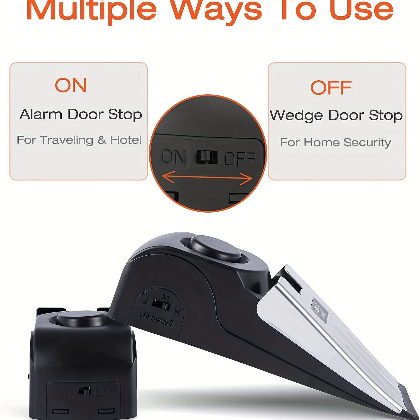 120dB Loud Door Stop Alarm with Rechargeable Battery