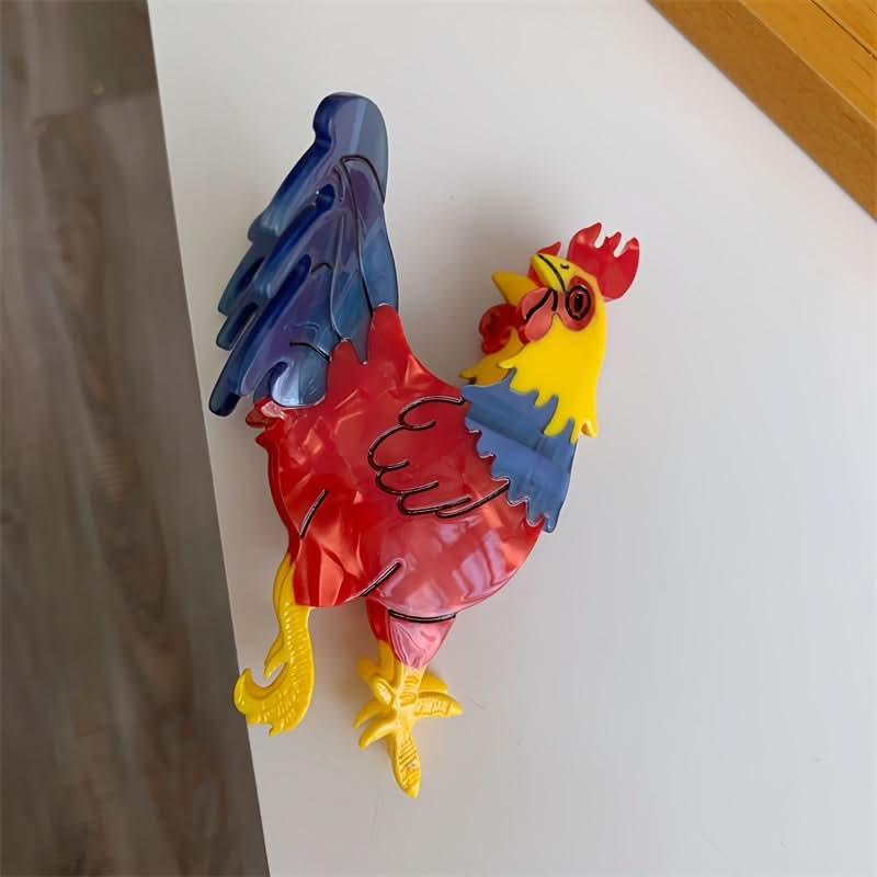 Cartoon Rooster Acetate Hair Claw Clip for Women