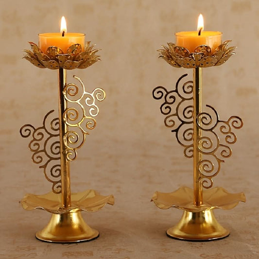 Exquisite Lotus Metal Candlestick Holder for Home & Prayer