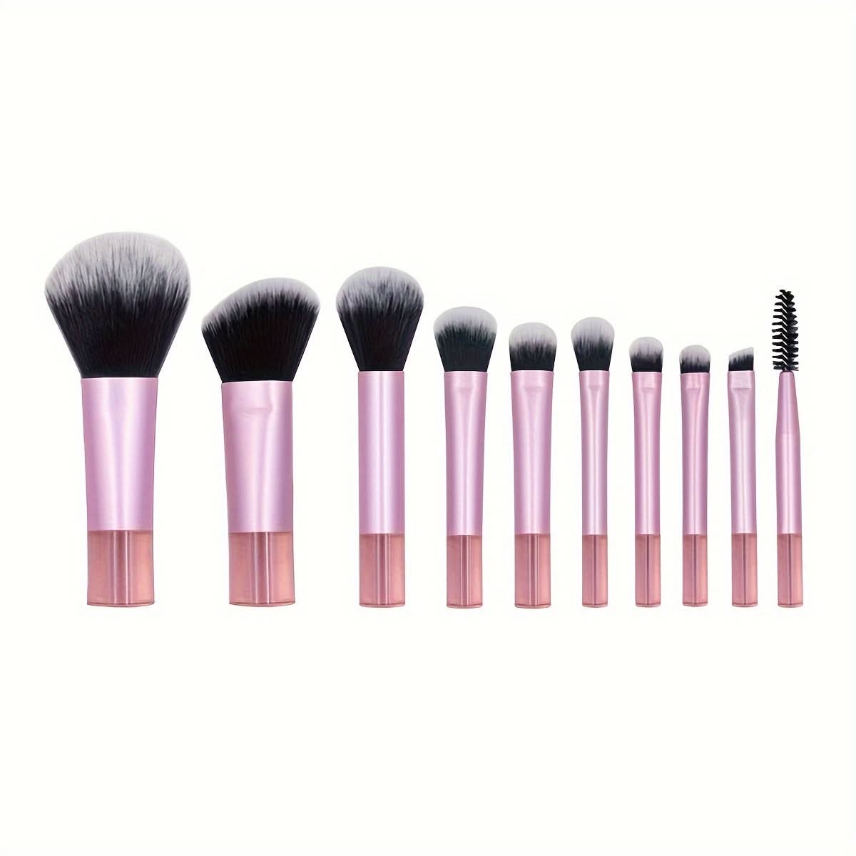 10-Piece Travel Makeup Brush Set with Case - Compact & Versatile
