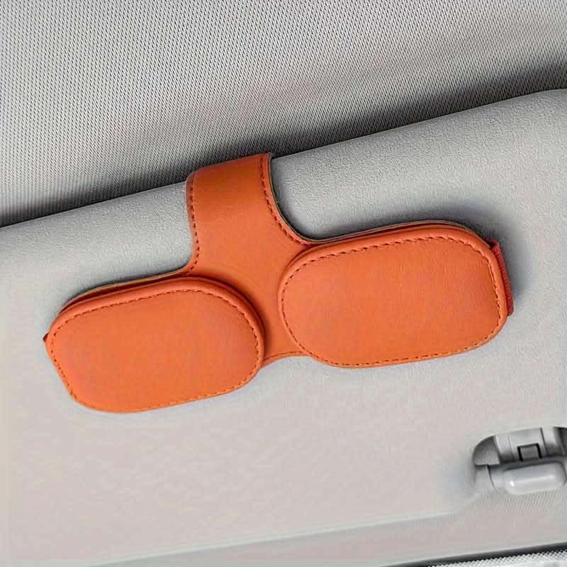 Magnetic PU Leather Car Visor Glasses Holder