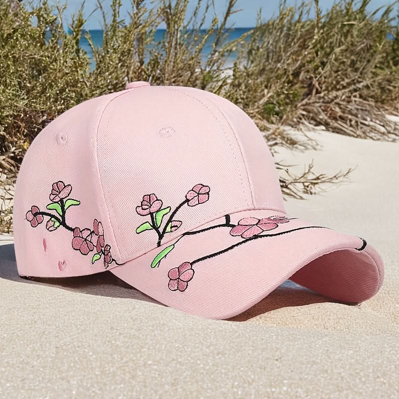 Women’s Floral Embroidered Baseball Cap – Adjustable Lightweight Polyester Hat