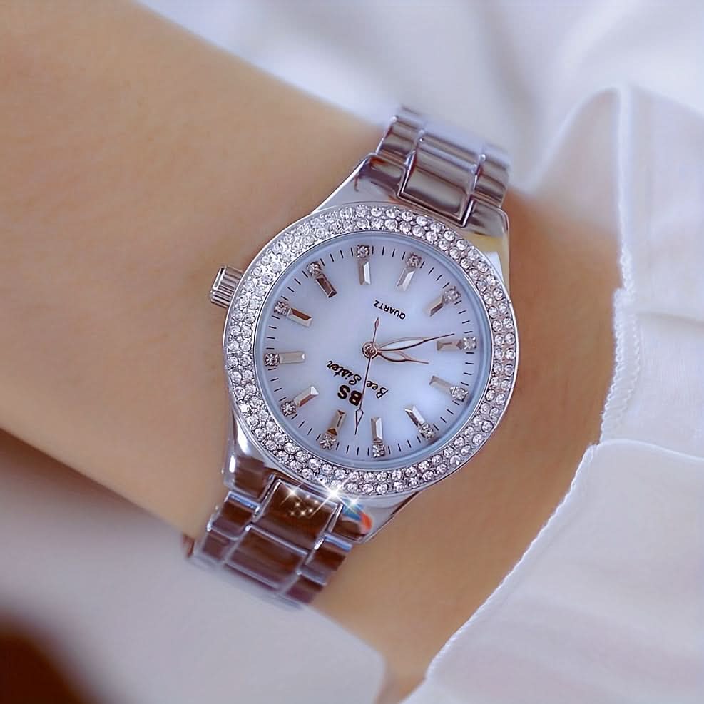 Exquisite Rhinestone Quartz Watch – Sparkling Casual Analog Timepiece