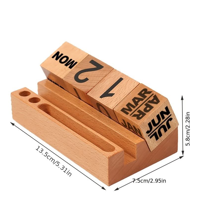 Wooden Perpetual Desk Calendar Organizer