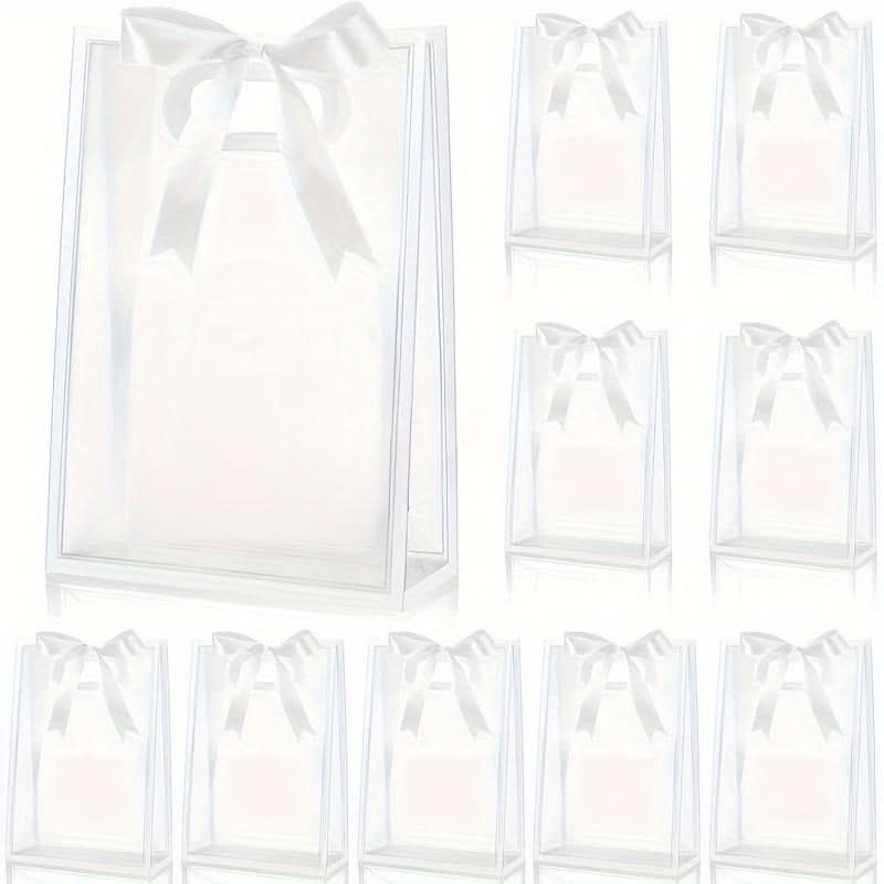 12pcs Reusable Transparent Gift Bags – Sturdy PP Material, Molded Handles