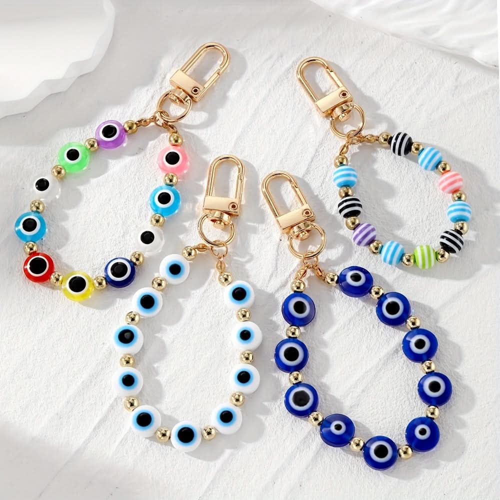 Beaded Evil Eye Phone Lanyard Wristlet Charm