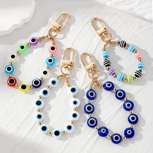 Beaded Evil Eye Phone Lanyard Wristlet Charm