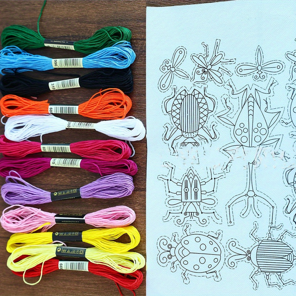 Embroidery Transfer Paper Kit – Water Soluble Stitch & Sew Set with Pre-Printed Patterns