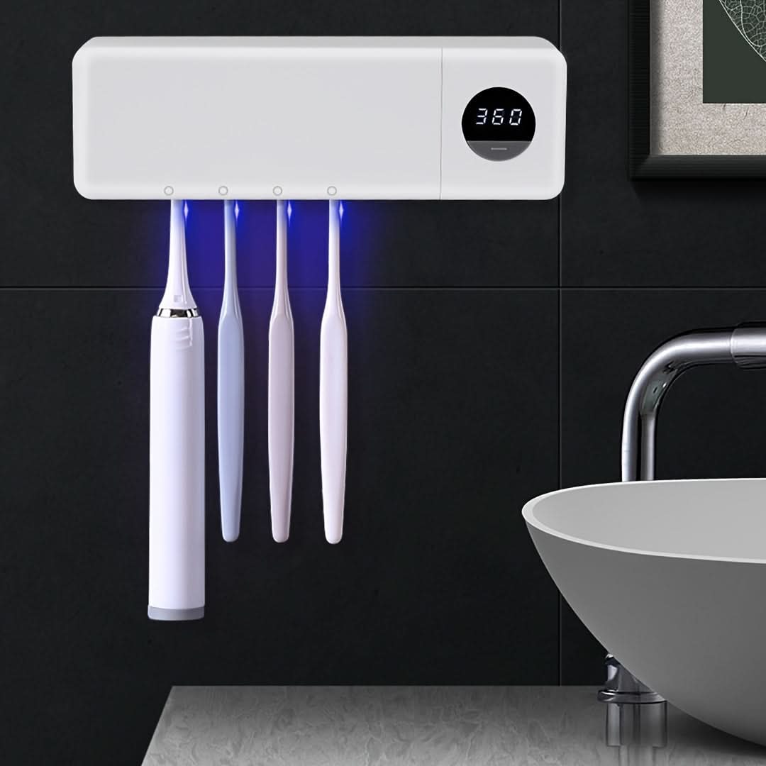 4-Slot UV Toothbrush Cleaner with Rechargeable Timer