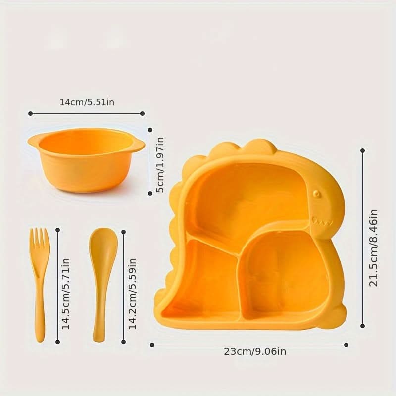 Dinosaur-Shaped Kids Dinnerware Set -Plastic Plate, Combo Pack