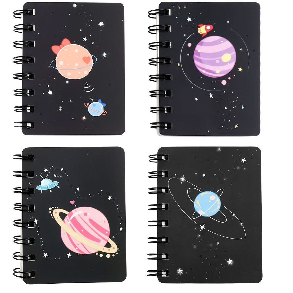 4-Pack A7 Mini Pocket Notebooks –Portable Coil Notepads for Writing & Drawing