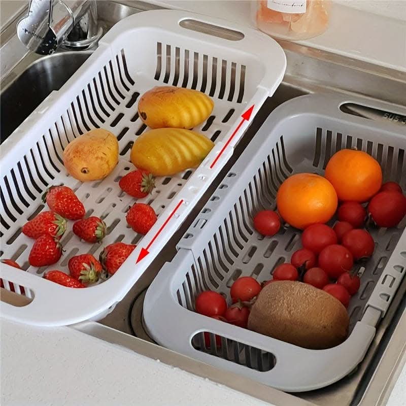 Adjustable Over-the-Sink Colander – Multifunctional Plastic Drain Basket