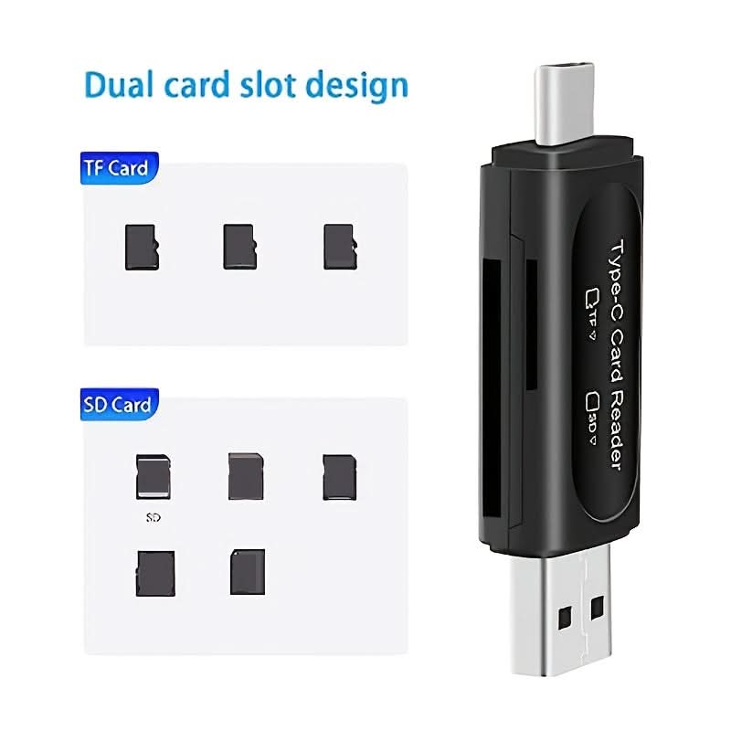 4-in-1 Dual Slot Card Reader - Type C/USB