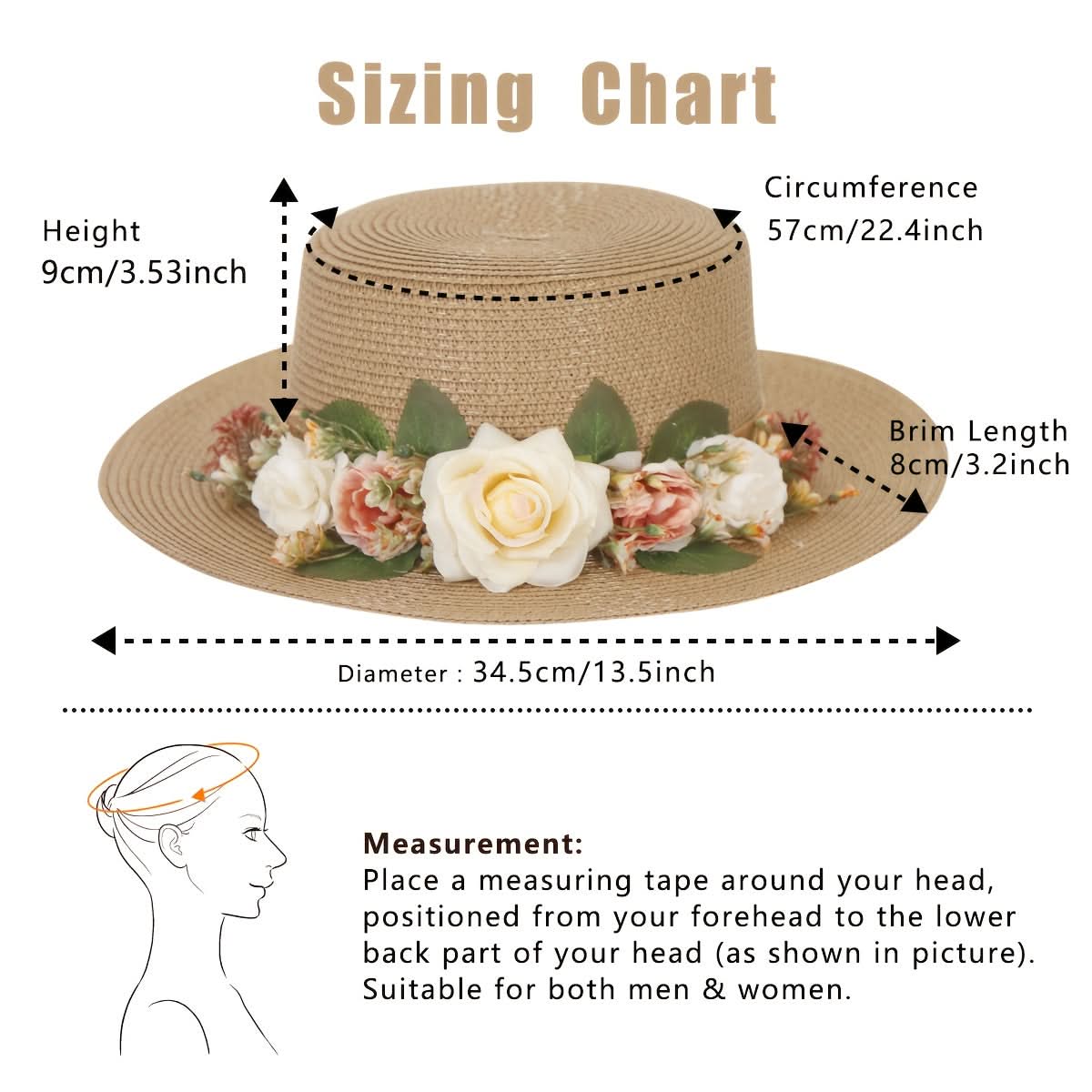 Women's Straw Fedora Hat with Rose Detail – Breathable Sun Protection